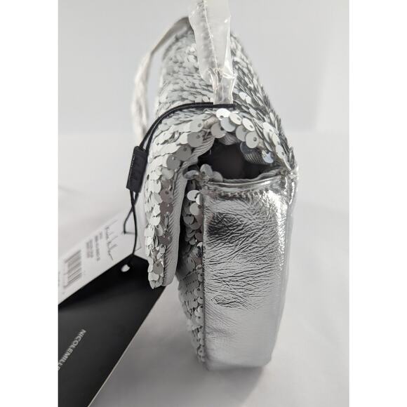 Silver Sequin Shoulder Bag Clutch Purse - Picture 7 of 12